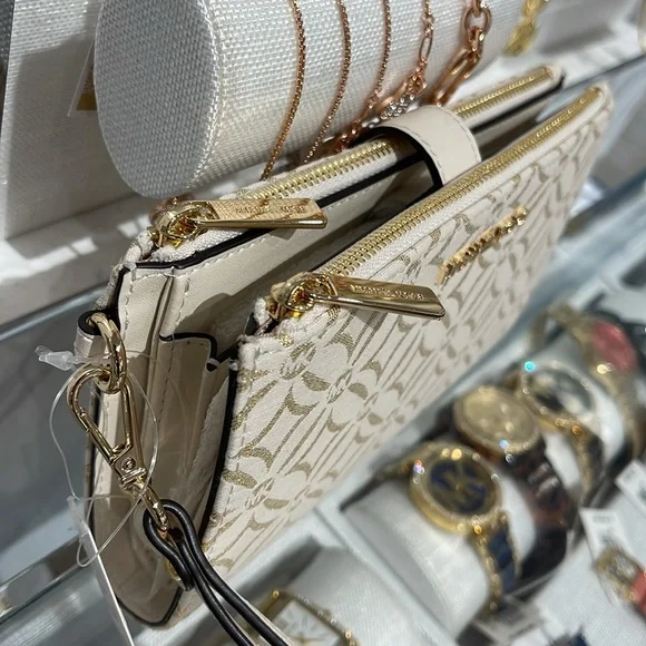 Michael Kors Jet Set Travel Large Double-Zip Wristlet-Wallet-PhoneHolder Pale - Picture 3 of 16